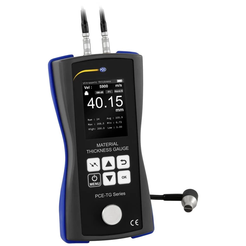 Mjerač debljine materijala PCE-TG 150 uključujući senzor od 5 MHz/Ø10 mm i 5 MHz/Ø6 mm PCE Instruments PCE-TG 150 mjerač debljine materijala 1.20 - 300 mm slika