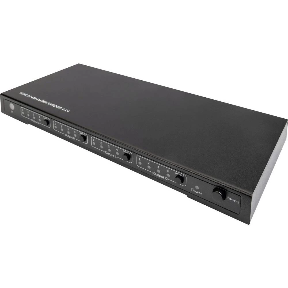 4x4 ulaza HDMI prekidač Matrix Digitus DS-43306 Podržava Ultra HD, S ugrađenim mrežnim priključkom, Sa daljinskim upravljačem, P slika