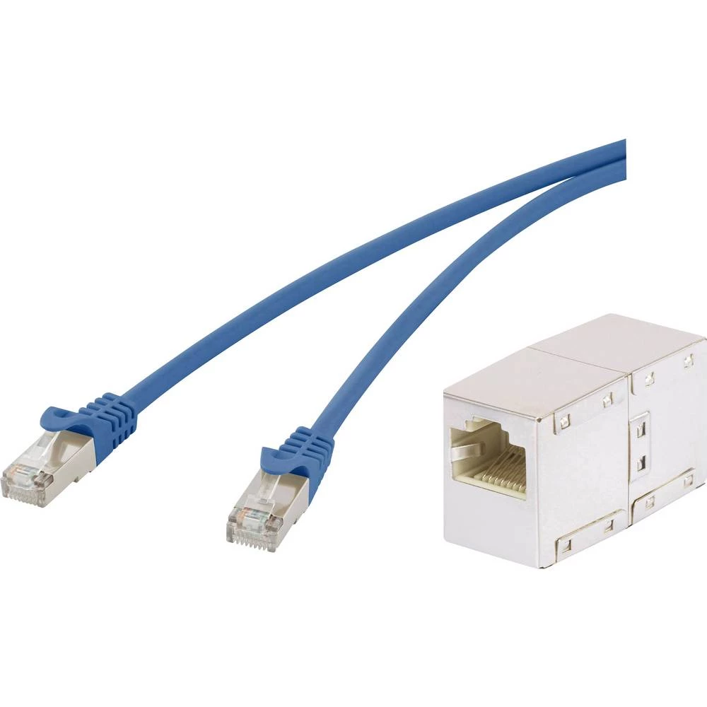 LAN (RJ45) Mreža Produžetak CAT 5e F/UTP 20 m Plava boja sa zaštitom za nosić Renkforce slika