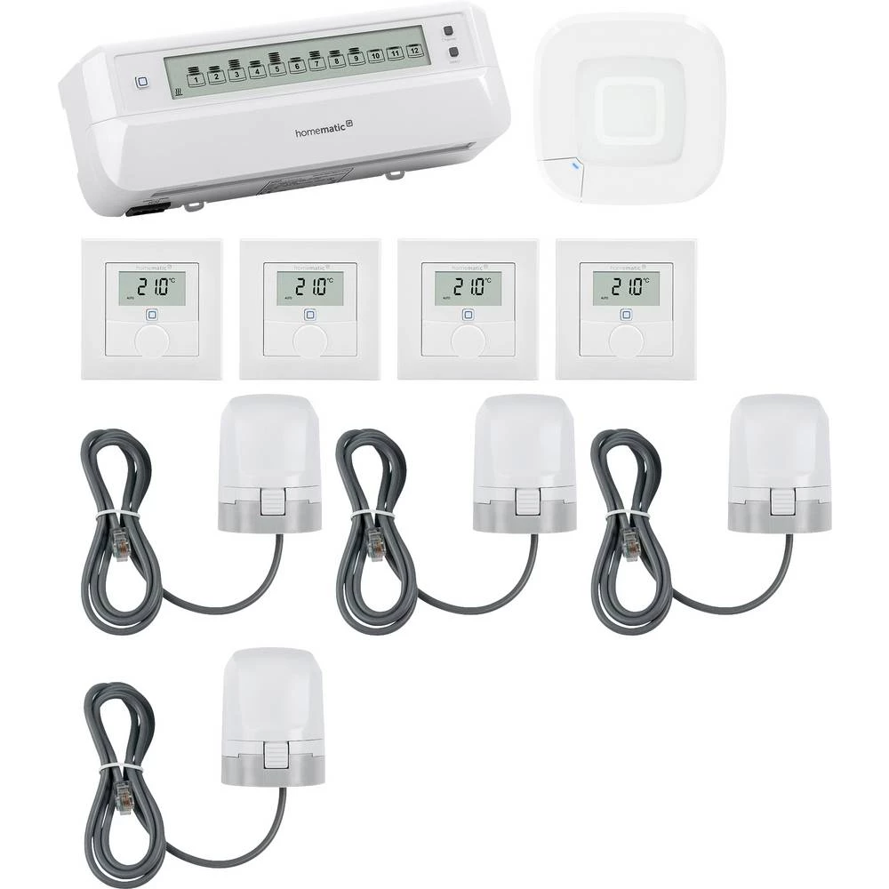 Homematic IP početni komplet podnog grijanja, pristupna točka, pogon, zidni termostat HmIP-HAP2+HmIP-WTH-1+HmIP-VDMOT+Hm slika