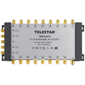 Telestar TSM 5/16 Premium Line satelitski multiprekidač Ulazi: 5 (4 sat/1 zemaljske) Broj sudionika: 16 slika
