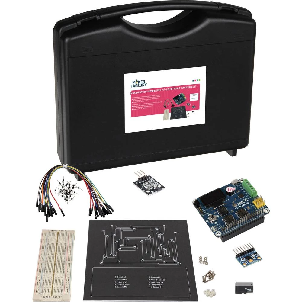 Electronic Education Set Basic uklj. kutija za pohranu, uklj. Breadboard, uklj. senzori, Uklj. Noobs OS MAKERFACTORY slika