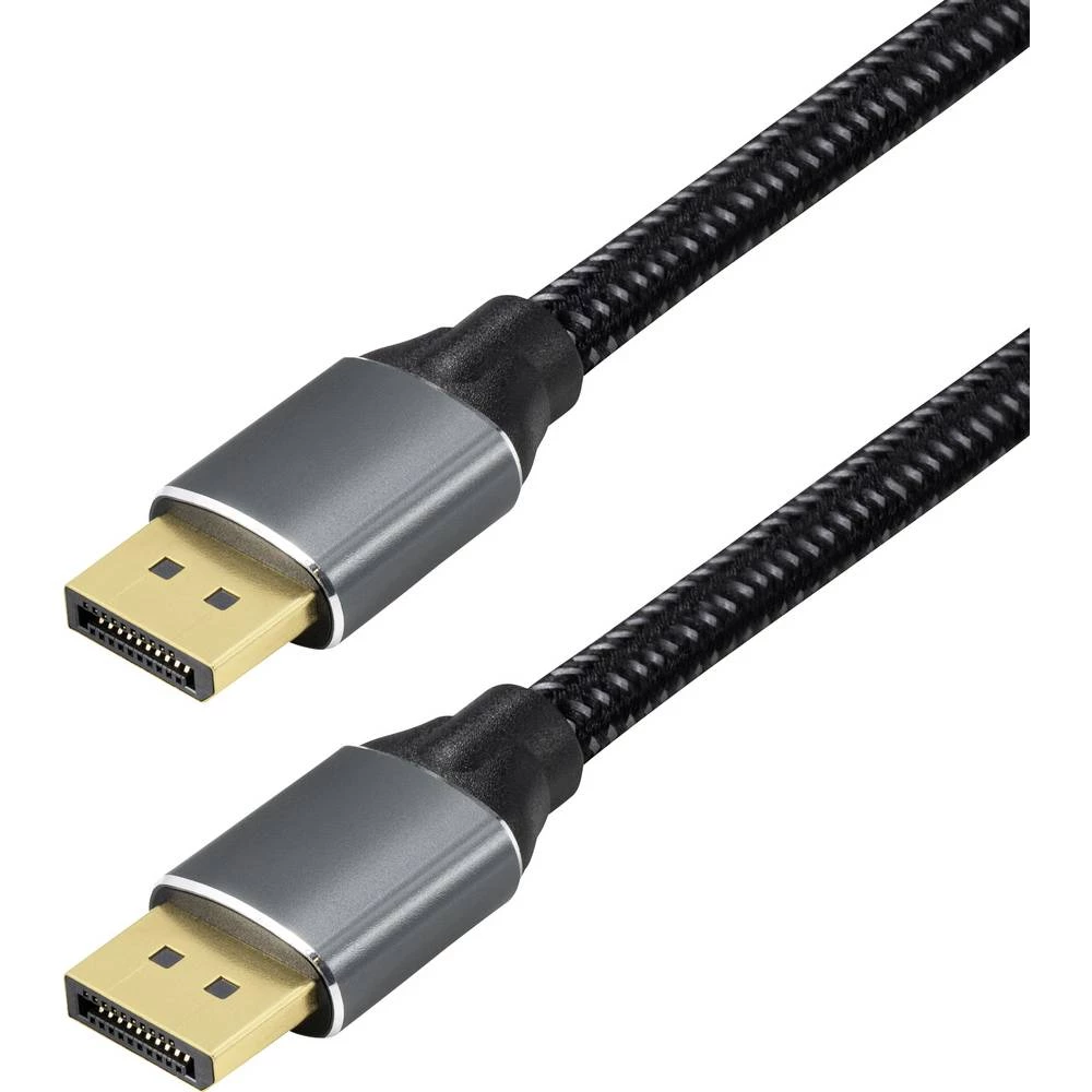 Maxtrack DisplayPort priključni kabel DisplayPort utikač 1 m crna C303-1L 16K UHD, aluminijski utikač, pozlaćeni kontakt slika
