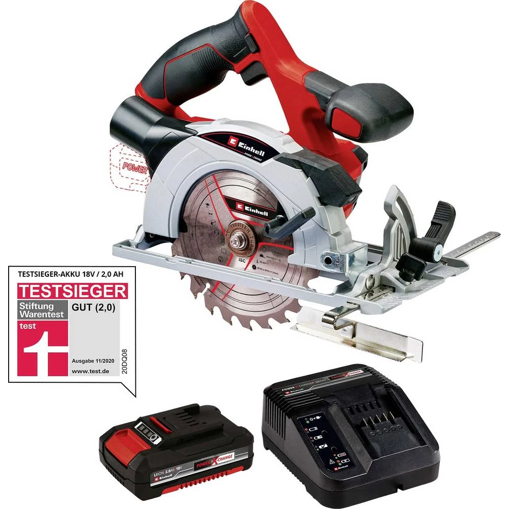 Einhell TE-CS 18/150 Li+2,0Ah St.-Kit akumulatorska kružna pila  150 mm uklj. akumulator, uklj. punjač  18 V slika