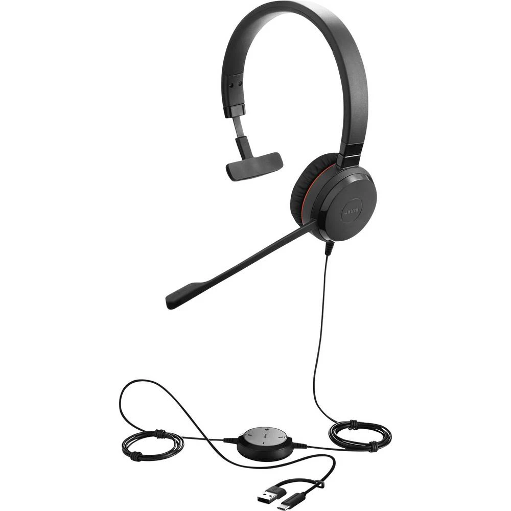 Jabra Evolve 30 II telefon On Ear Headset žičani mono crna poništavanje buke, smanjivanje šuma mikrofona slušalice s mik slika