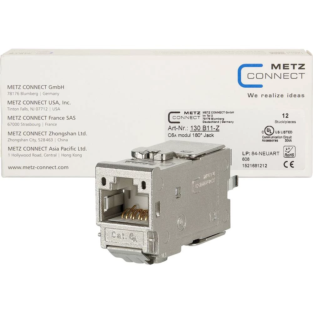 RJ45 ugradni modul E-Dat, Modularni konektor CAT 6A Metz Connect 130B11-Z slika