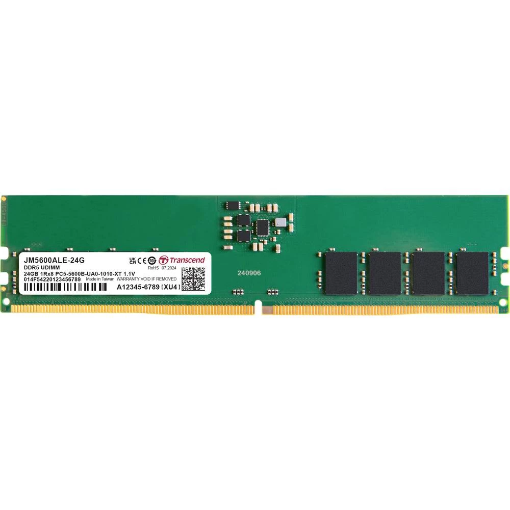 Transcend JM5600ALE-24G memorijski modul za računalo maloprodaja DDR5 24 GB 1 x 24 GB 5600 MHz 288pin DIMM JM5600ALE-24G slika