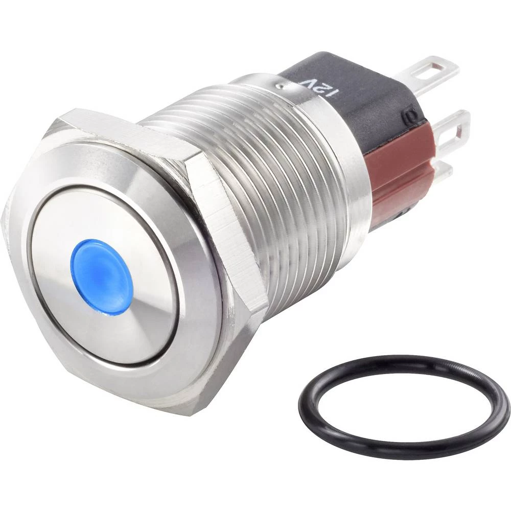 TRU COMPONENTS TC-GQ16-KF-11ZD/J/B/12V/S tlačni prekidač sa zaštitom od vandalizma 48 V/DC 2 A 1 x off/on IP65 zadržava slika