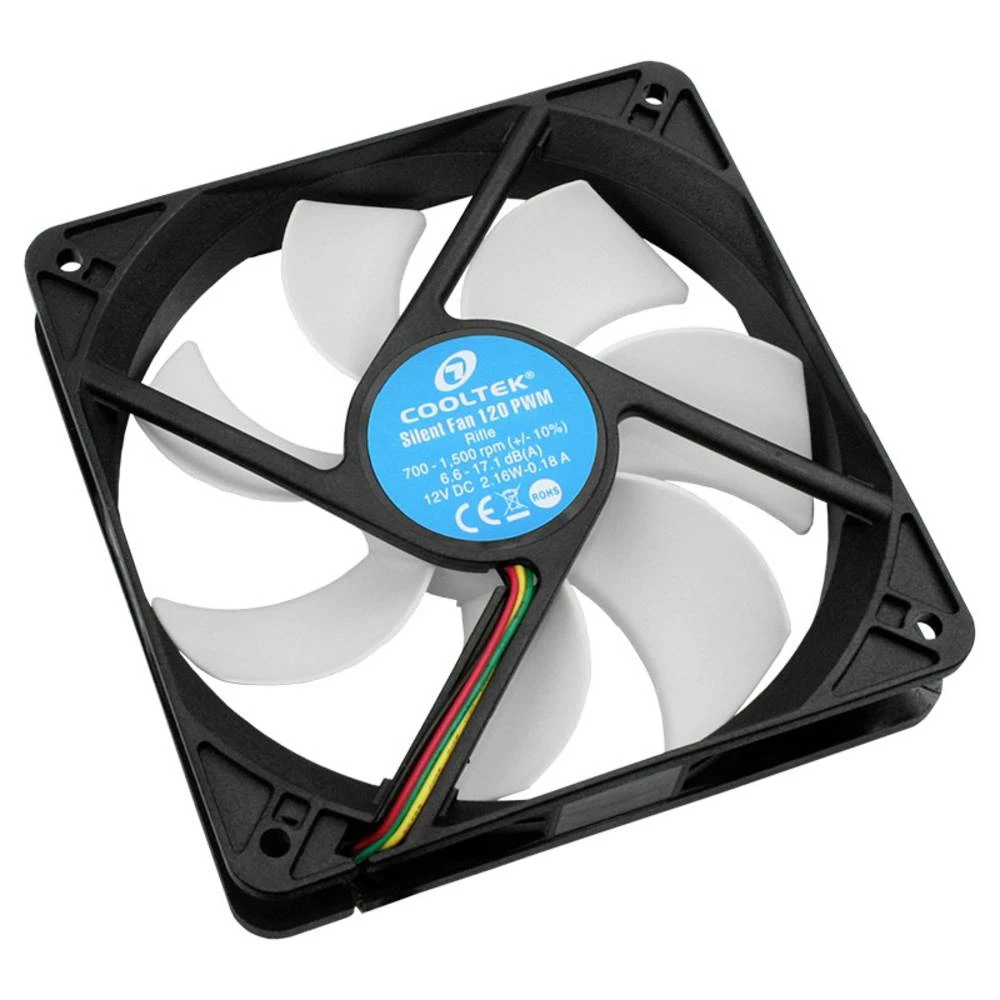 Cooltek Silent Fan 120 PWM ventilator za PC kućište crna, bijela (Š x V x D) 120 x 25 x 120 mm slika