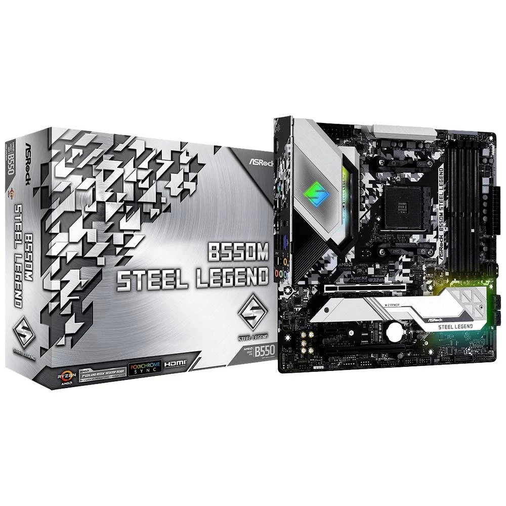 ASRock B550M Steel Legend matična ploča Baza AMD AM4 Faktor oblika (detalji) Micro-ATX Set čipova matične ploče AMD® B550 slika