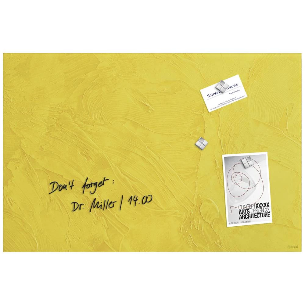 Sigel magnetska ploča od stakla Design Yellow Structure matt (Š x V) 600 mm x 400 mm žuta GL393 slika