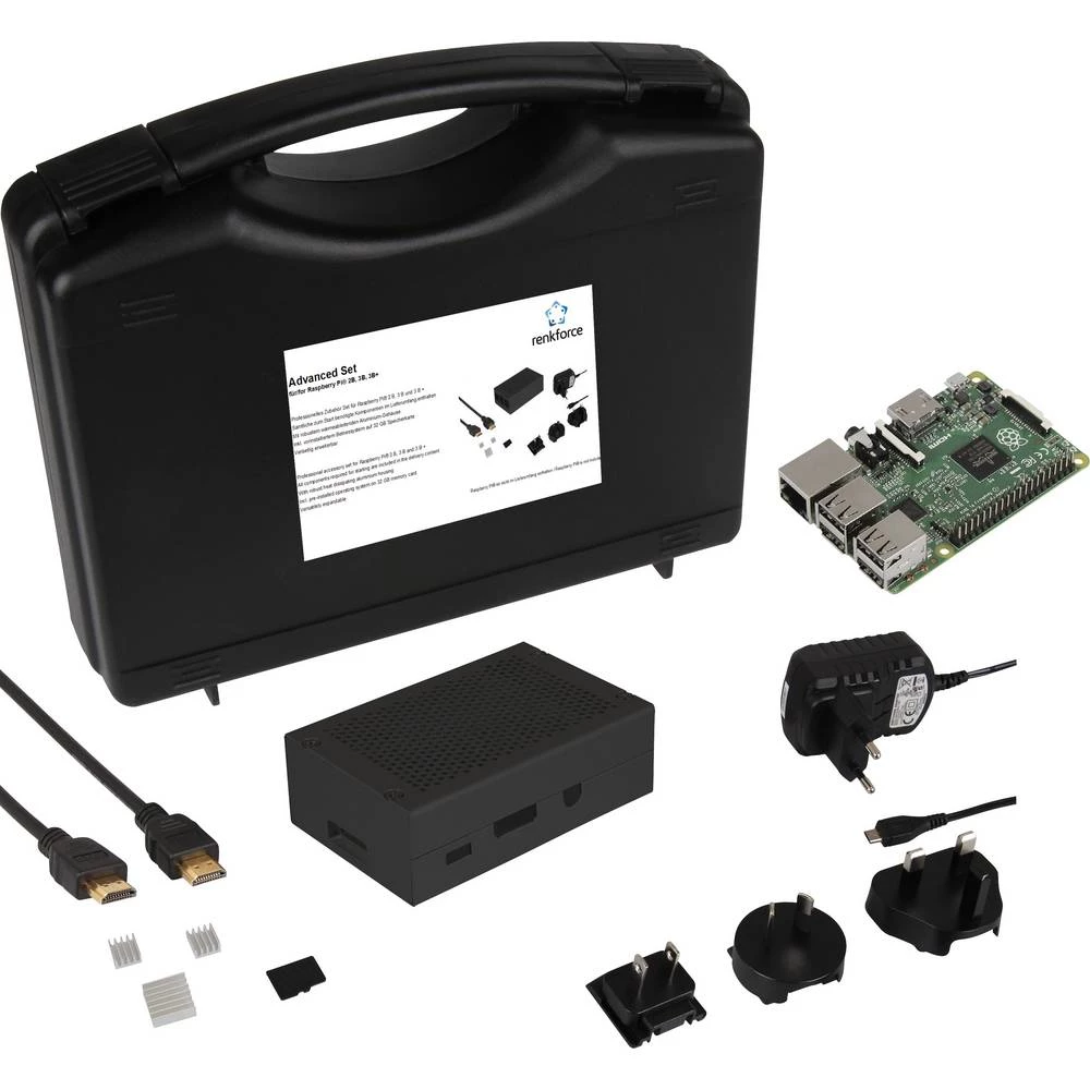 Renkforce Advanced Set Raspberry Pi® 2 B 1 GB 4 x 0.9 GHz uklj. kućište, uklj. napajanje, uklj. HDMI kabel , uklj. noobs os, uklj. hladnjak Renkforce Advanced Set 1 GB 4 x 0.9 GHz uklj. kućiš slika