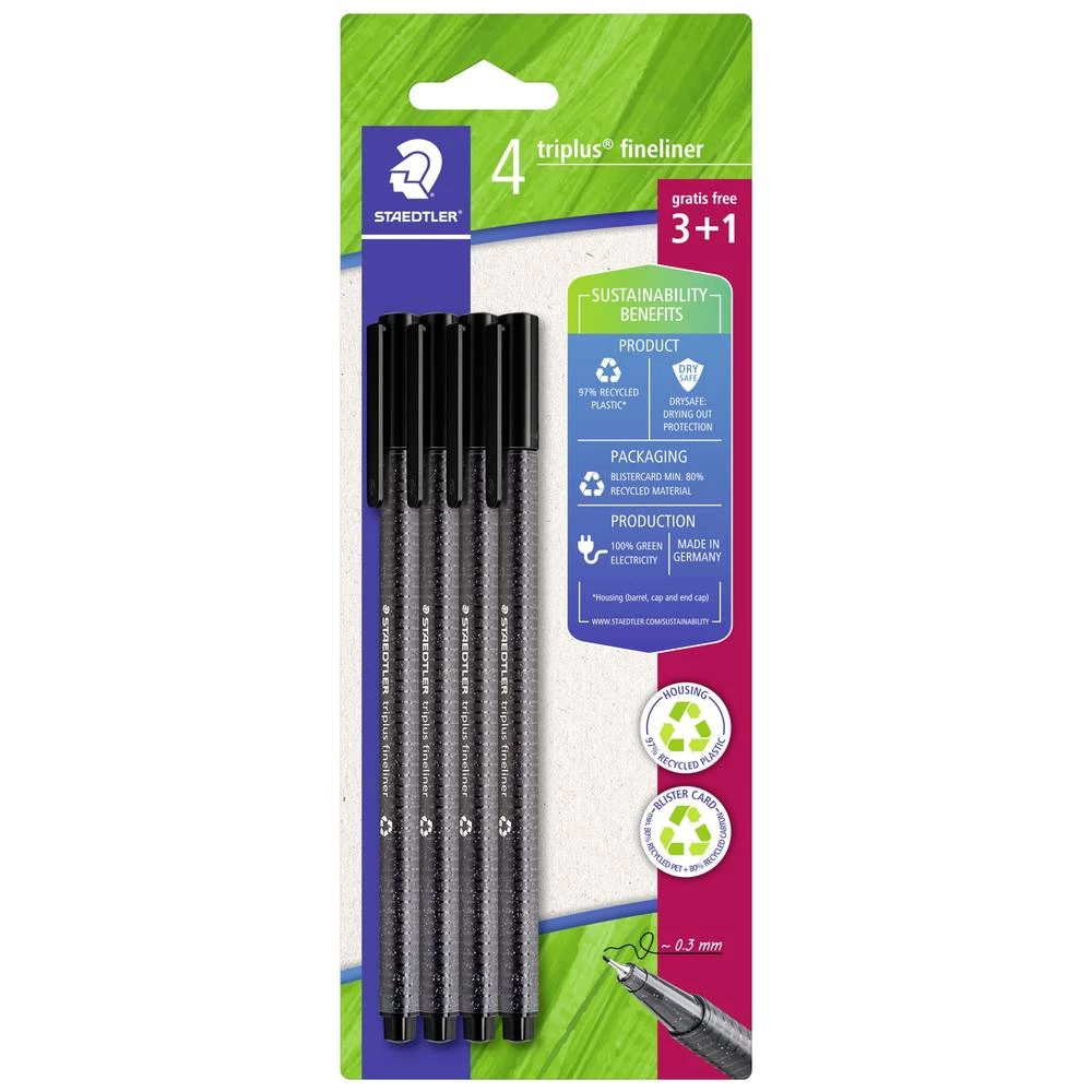 Staedtler triplus 334 R-9BK4 fineliner crna 0.3 mm 4 St. slika