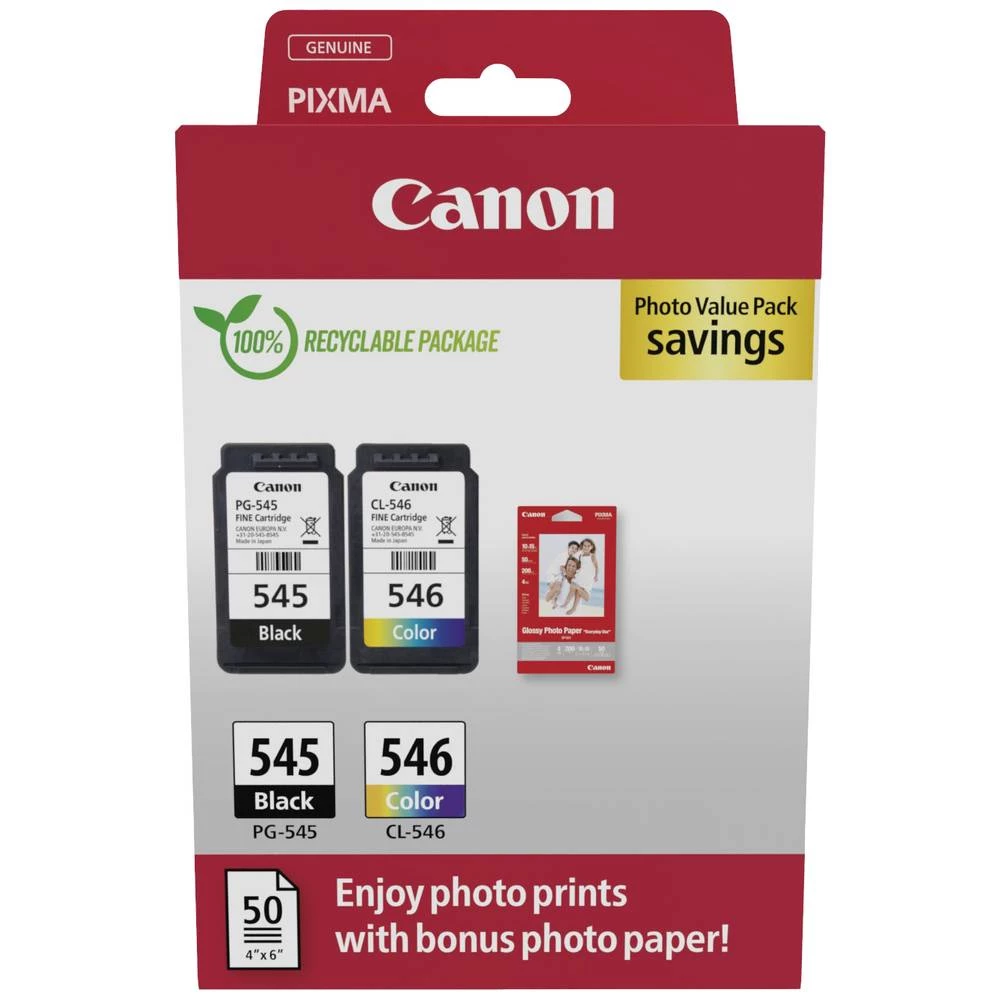 Canon tinta PG-545/CL-546 Photo Value Pack original 2-dijelno pakiranje crn, cijan, purpurno crven, žut 8287B008 slika