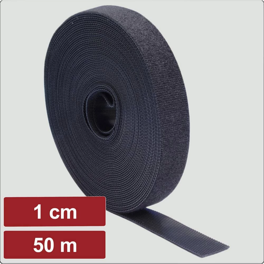 Electronic Garage EG25CA116 prianjajuća traka za povezivanje grip i mekana vunena tkanina (D x Š) 50 m x 1 cm crna 50 m slika
