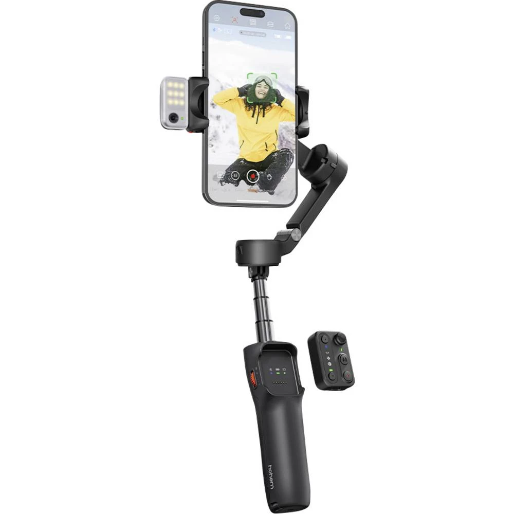 Hohem V3 BLK električni stabilizator 1/4 inča crna Bluetooth, ugrađeni akumulator, ugrađeni stalak, uklj. držač pametnog slika