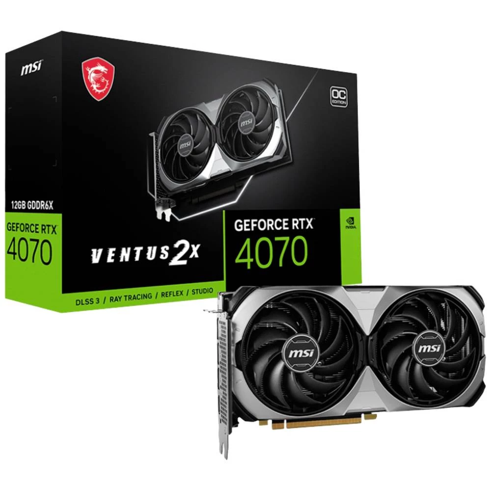 MSI grafička kartica Nvidia GeForce RTX 4070 VENTUS 2X E OC 12 GB GDDR6X-RAM PCIe x16 DisplayPort, HDMI™ NVIDIA G-Sync slika