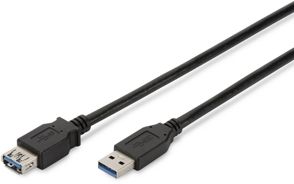 Digitus USB 3.0 Produžetak [1x Muški konektor USB 3.0 tipa A - 1x Ženski konektor USB 3.0 tipa A] 3 m Crna Okrugli, trostruko za slika