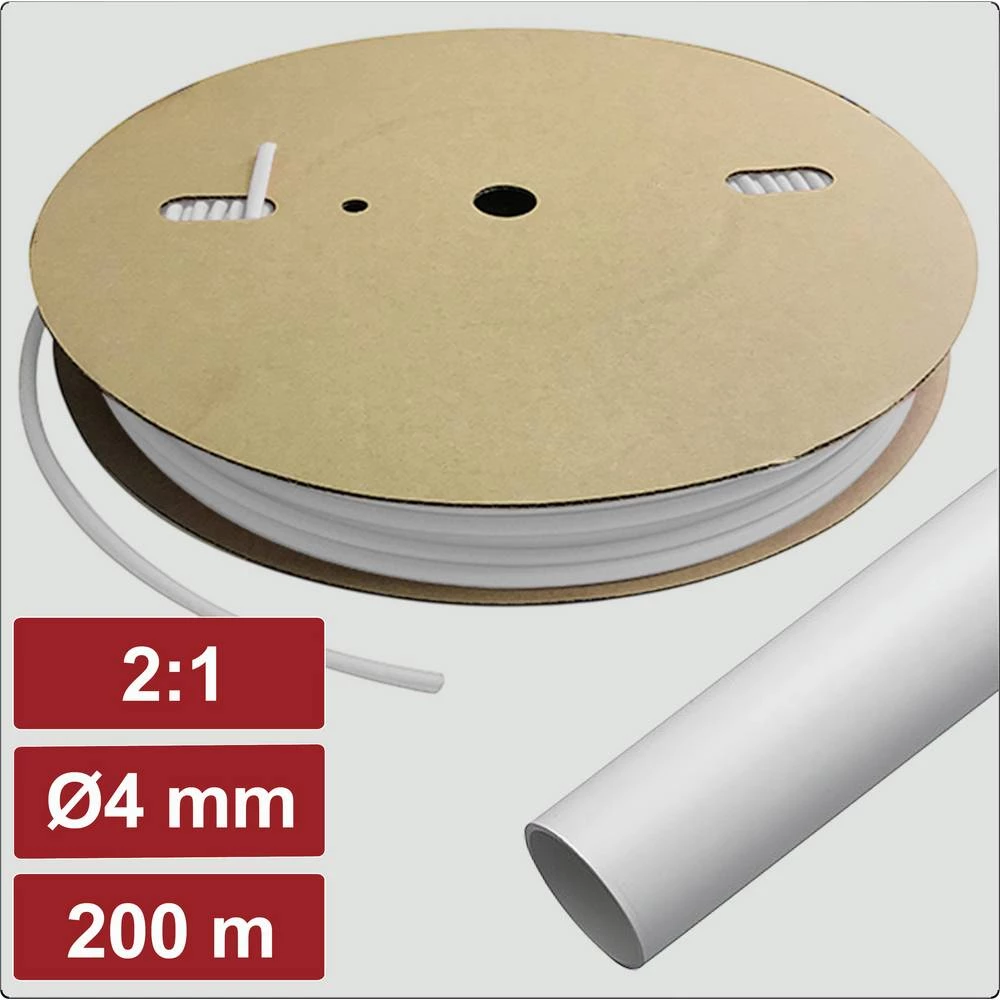 Electronic Garage EG25CA024 skupljajuća cijev s ljepilomi bijela 4 mm 2 mm Stopa skupljanja:2:1 200 m slika