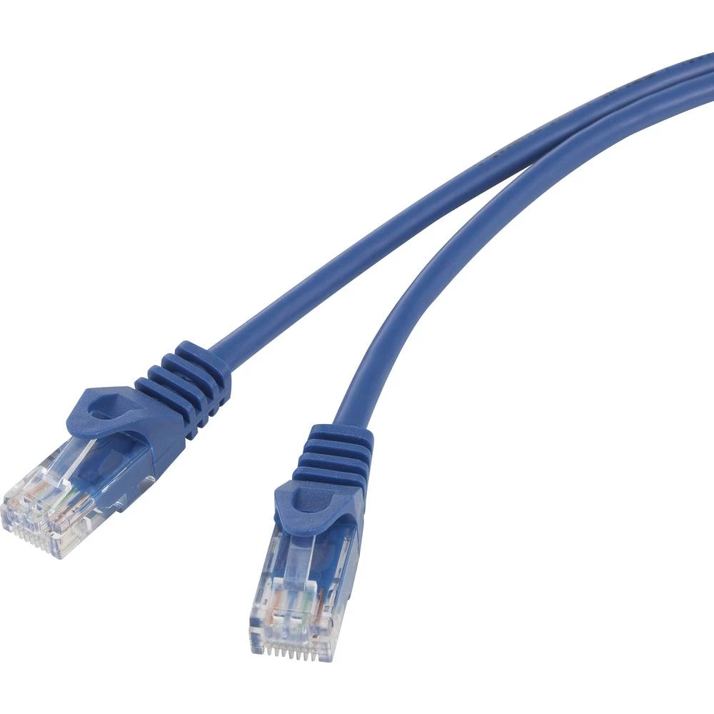 LAN (RJ45) Mreža Priključni kabel CAT 5e U/UTP 1 m Plava boja sa zaštitom za nosić Basetech slika