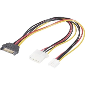 Renkforce struja Y-kabel [1x električni muški konektor sata - 1x 4-polni električni ženski konektor ide, 4-polni muški konektor floppy] 20.00 cm crna, crvena, žuta slika