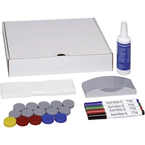 Maul Set pribora za bijelu ploču Karton s 4 flomastra, brisač table, čistač, 15 magneta (oko 32 mm) slika