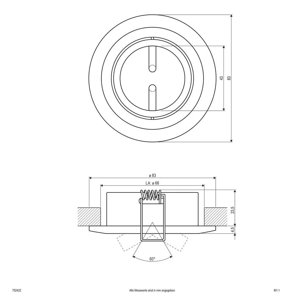 EVN 752422 752422 ugradbeni prsten   halogena žarulja bez 50 W mjedena slika