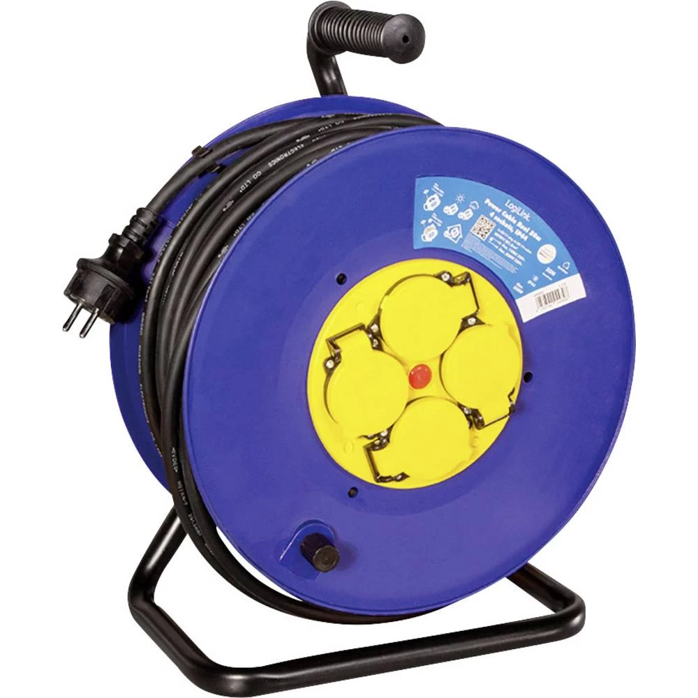 LogiLink LPS503 kabelski bubanj 50.00 m crna sigurnosni utikač slika