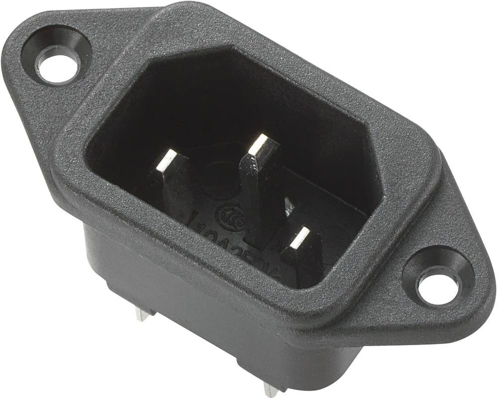 IEC priključak C14 Utikač, vertikalna instalacija Ukupan broj igala: 2 + PE 10 A Crna Kaiser 1 kom (s) slika