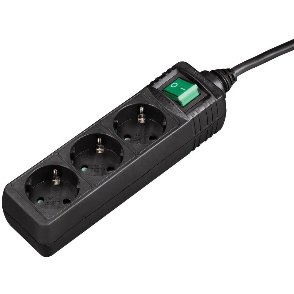 Hama 121912 Razdjelna letva s prekidačem 3-struki Crna Utičnica slika