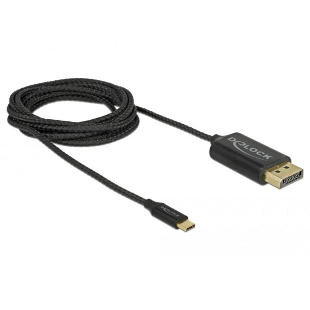 Delock DisplayPort / USB priključni kabel USB-C® utikač, DisplayPort utikač 2 m crna 83710 pozlaćeni kontakti, 4K UHD US slika