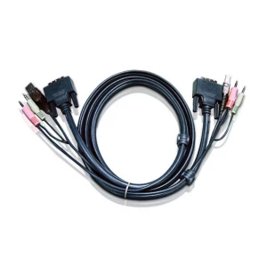 KVM Priključni kabel [1x Muški konektor DVI, 18 + 5 polova, Muški konektor USB 2.0 tipa A, 3,5 mm banana utikač, 3,5 mm banana u slika