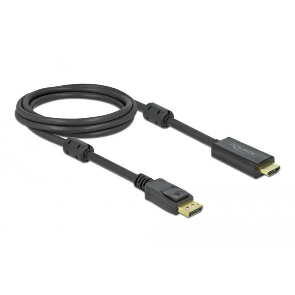 Delock DisplayPort / HDMI priključni kabel DisplayPort utikač, HDMI A utikač 2 m crna 85956 pozlaćeni kontakti, 4K UHD D slika