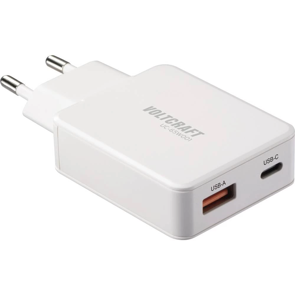 VOLTCRAFT UC-1C1A65W01 USB punjač 65 W 1x USB-A, 1x USB-C® Fast Charge, Power Delivery 3.0 bijela GaN slika