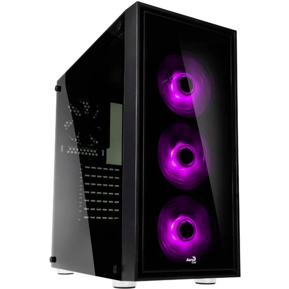 Midi-Tower Kućište AeroCool Quartz RGB Crna 3 predinstalirana LED ventilatora, 1 predinstalirani ventilator, Bočni prozor slika
