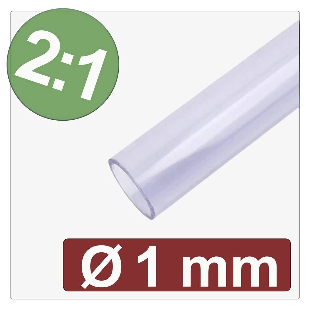 Quadrios 25CA603 skupljajuća cijev bez ljepila prozirna 1 mm 0.5 mm Stopa skupljanja:2:1 Roba na metre slika