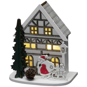 Konstsmide 3277-210 drvena figura kuća s Djedom Mrazom toplo bijela LED toplo-bijela timer, s prekidačem slika