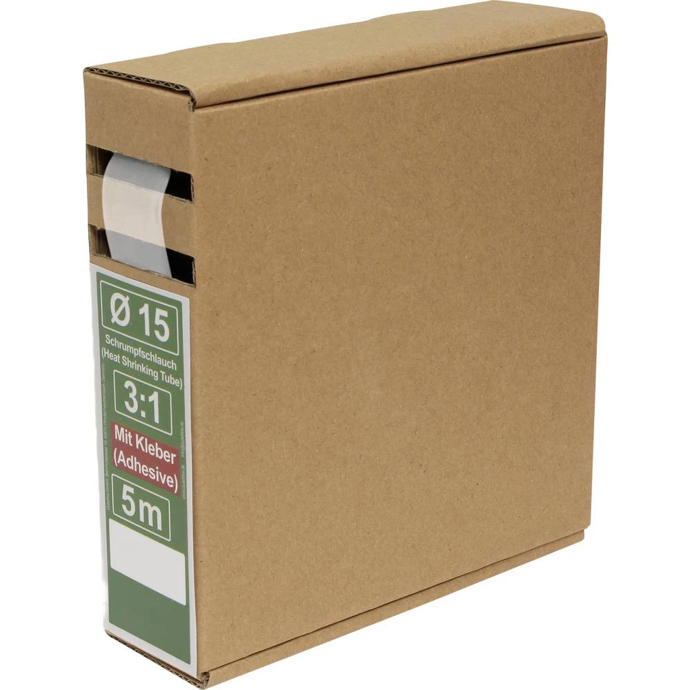 Quadrios 25CA504 skupljajuća cijev s ljepilomi prozirna 15 mm 5 mm Stopa skupljanja:3:1 5 m slika