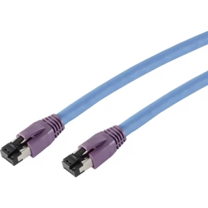 LAN (RJ45) Mreža Priključni kabel CAT 8.1 S/FTP 1.5 m Plava boja pozlaćeni kontakti, sa zaštitom za nosić Smart slika