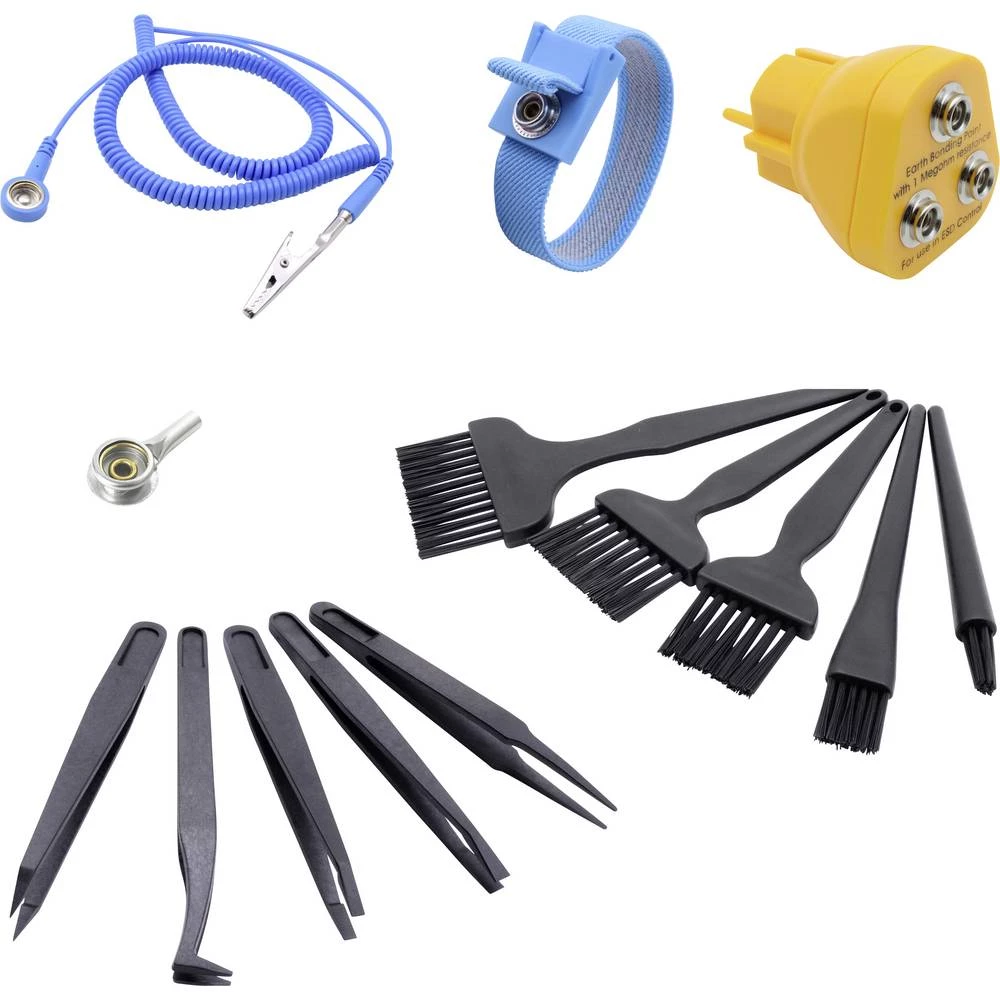 Quadrios ESD kutija za uzemljenje 3.60 m pritisni gumb 10 mm, banana utikač, krokodilska stezaljka slika