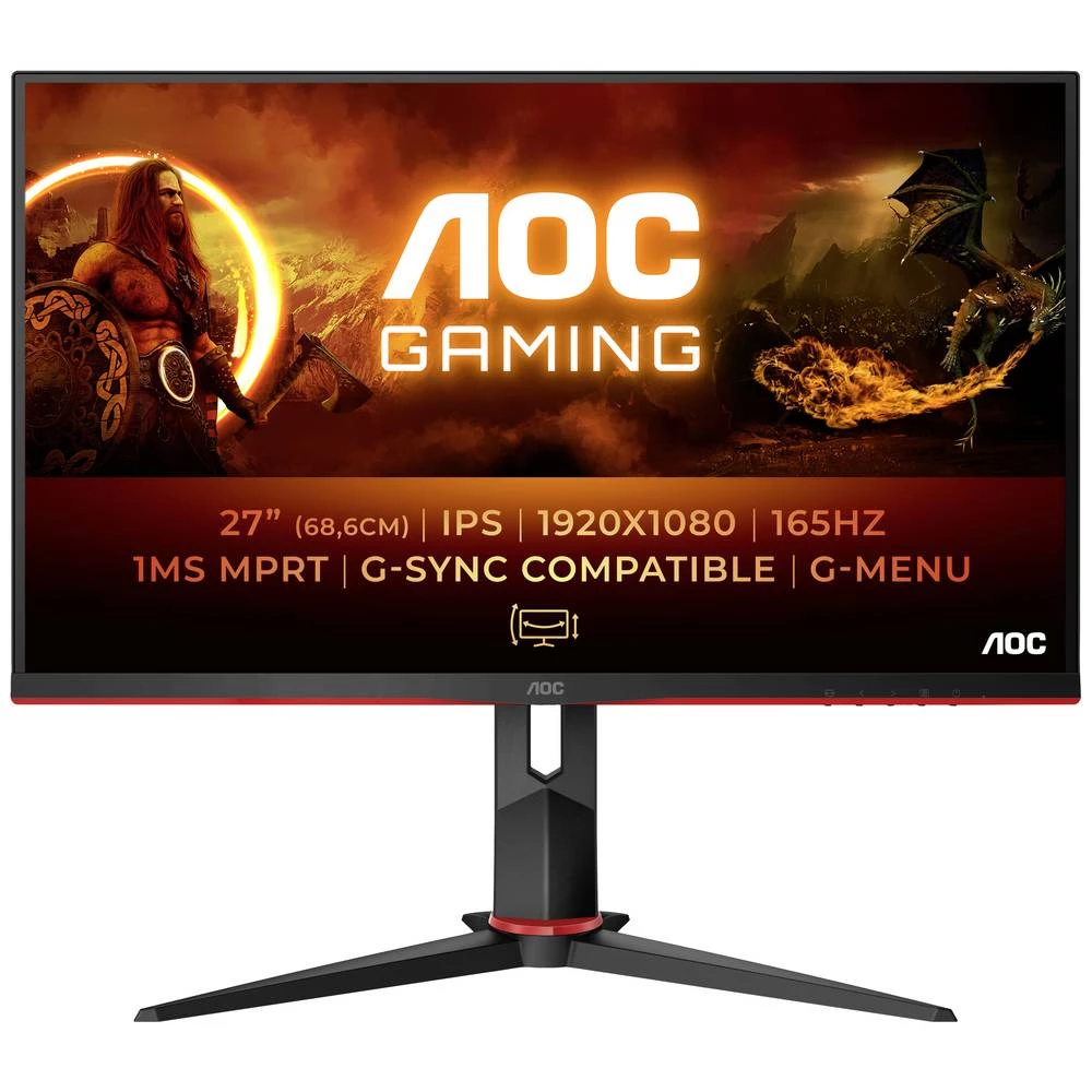 AOC 27G2SPU/BK ekran za igranje Energetska učinkovitost 2021 E (A - G) 68.6 cm (27 palac) 1920 x 1080 piksel 16:9 1 ms VGA, DisplayPort, HDMI™, slušalice (3.5 mm jack), USB 3.2 gen. 1 (USB 3.0) I... slika