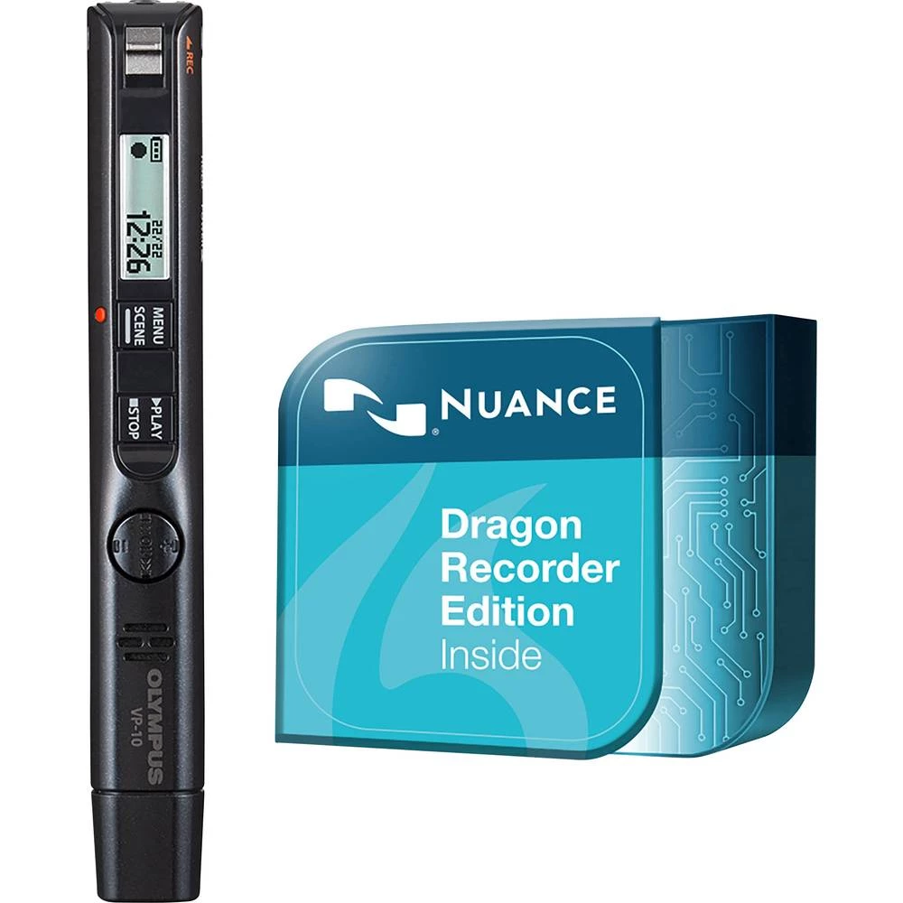 Digitalni diktafon Olympus VP10 + Dragon Recorder Edition Vrijeme snimanja (maks.) 1620 h Crna Uklj. softver za prepoznavanje go slika