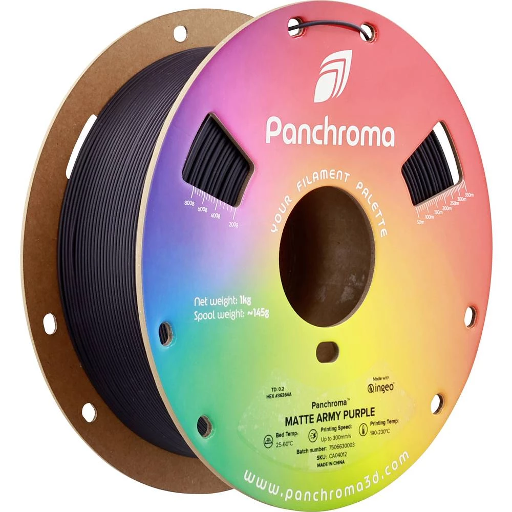 Polymaker CA04012 Panchroma™ Matte 3D pisač filament PLA mat, manji sadržaj plastike 1.75 mm 1000 g vojničko ljubičasta slika