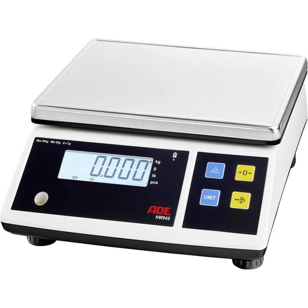 Precizna vaga ADE HW945-30 Opseg mjerenja (kg) 30 kg Mogućnost očitanja 1 g Električni pogon (opcijski), pogon na punjivu bateri slika
