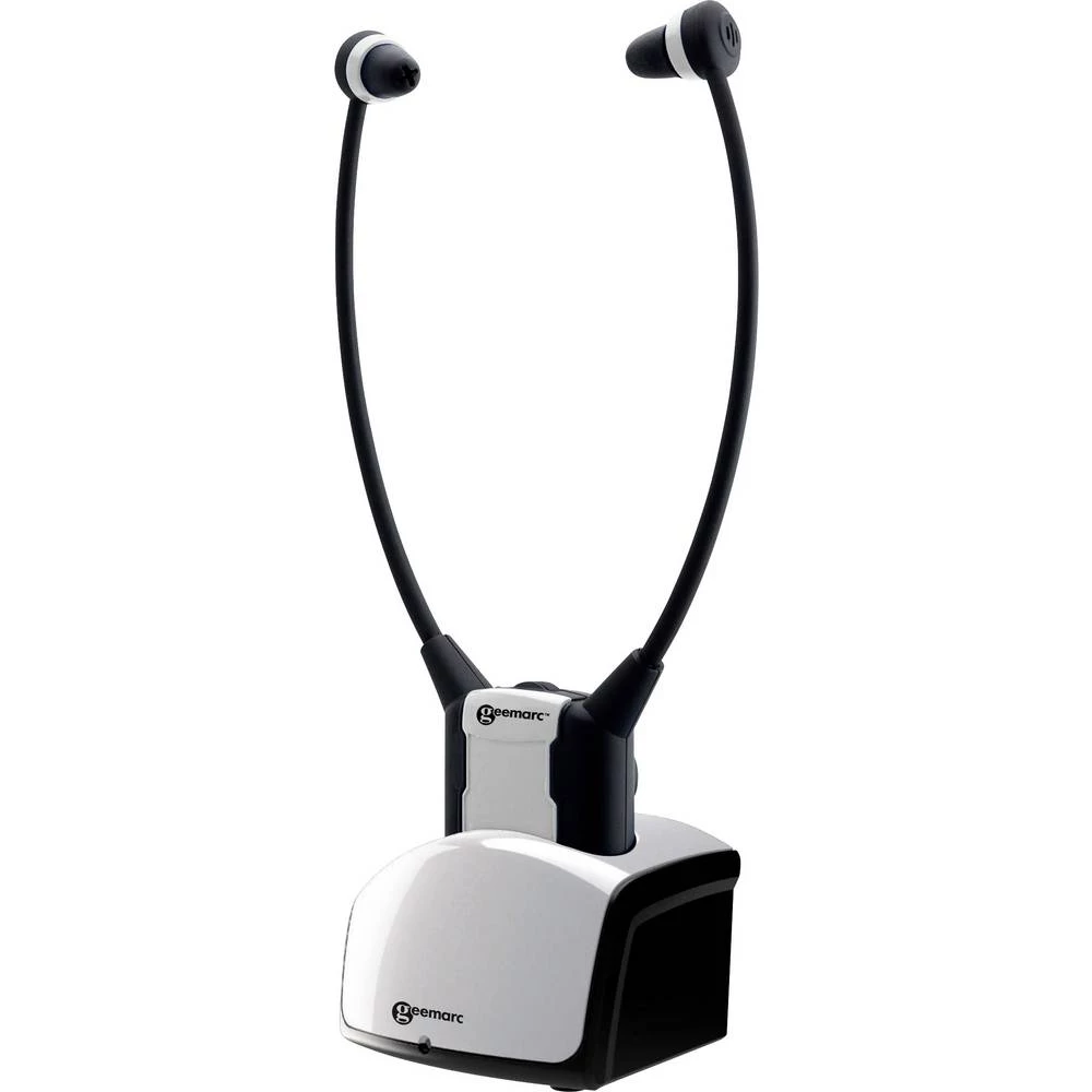 bežični tv in ear slušalice Geemarc CL7350AD u ušima jednostavan držač za glavu, kontrola glasnoće, slušalice s mikrofonom crna, slika