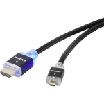 HDMI Priključni kabels LED svjetlom[1x Muški konektor HDMI - 1x Muški konektor Micro HDMI tipa D] 0.5 m Crna SpeaKa Prof