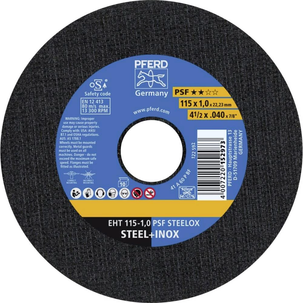 PFERD EHT 115-1,0 PSF STEELOX (10) 61730110 rezna ploča ravna 115 mm 10 St. slika