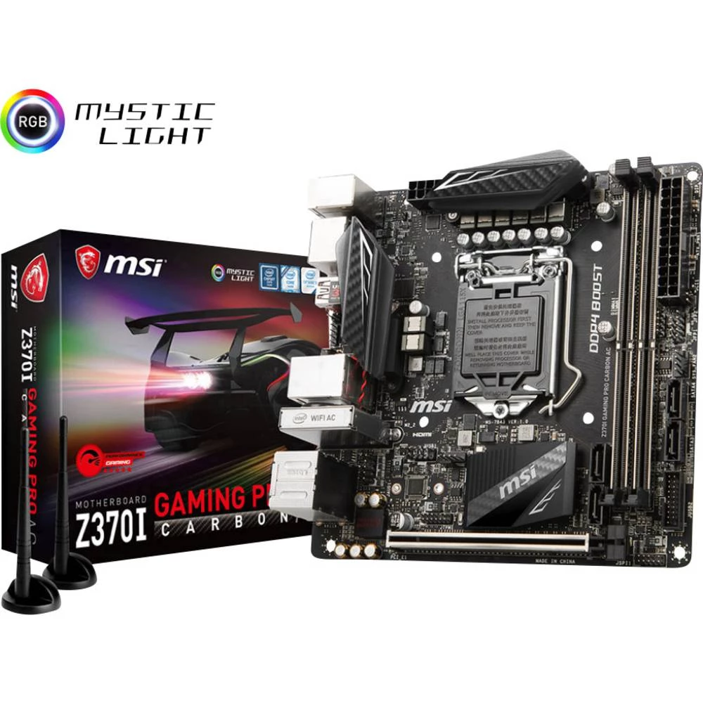 Matična ploča MSI Gaming Z370I GAMING PRO CARBON AC Baza Intel&reg; 1151v2 Faktor oblika Mini-ITX Set čipova matične ploče Intel slika