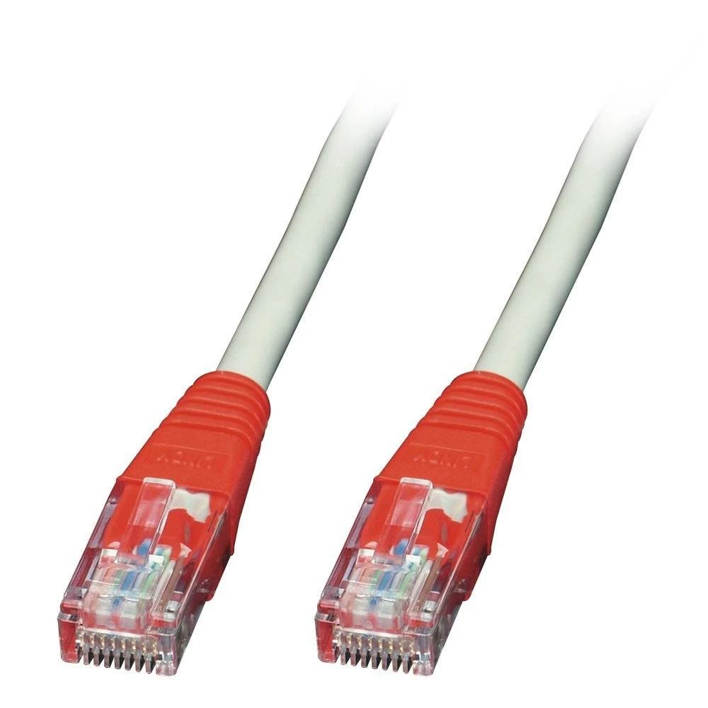 LINDY RJ45 (prekrižene) mreža priključni kabel cat 6 U/UTP 1.00 m siva sa zaštitom za nosić slika