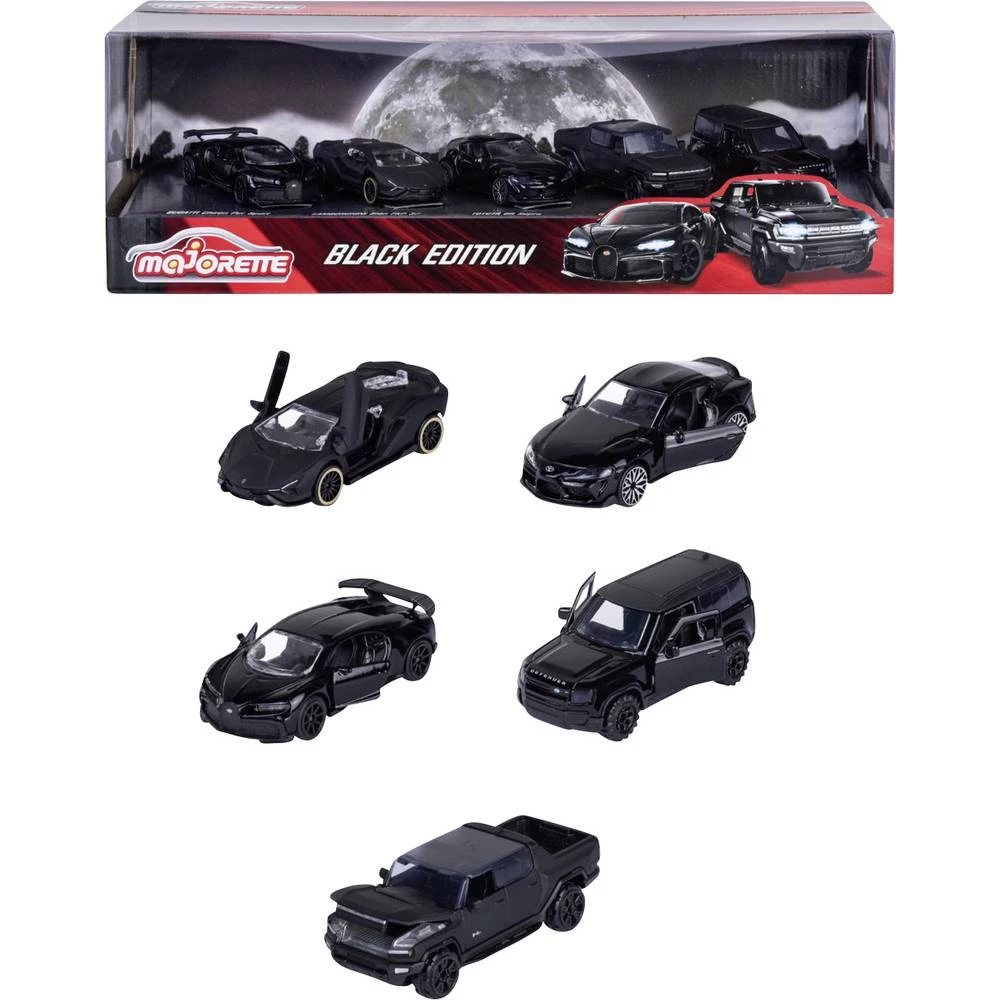 Majorette Bugatti, Lamborghini, Toyota, Land Rover Poklon paket od 5 komada, crno izdanje gotovi model model automobila slika